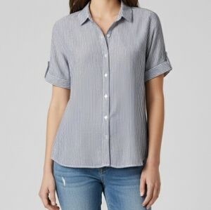 beachlunchlounge Kenzie Stripe Button Down Casual Women's Small & Medium Hi-low